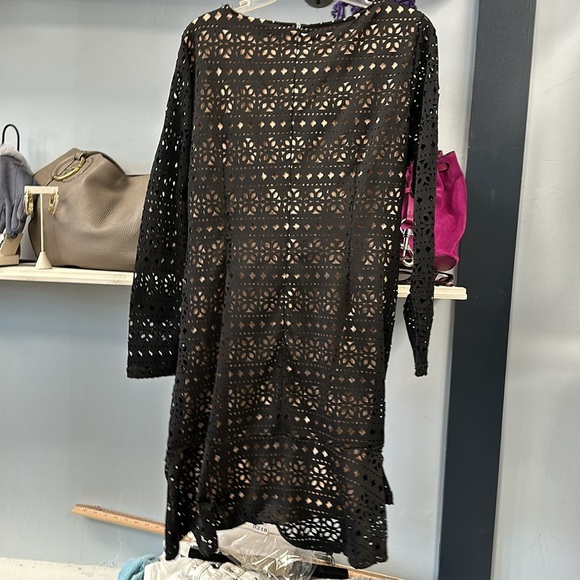 Black Ruffled Sheath Dress with Long Sleeves for Cocktail Size 10 - Picture 5 of 7